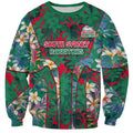 South Sydney Rabbitohs Sweatshirt Tropical Hibiscus Floral Pattern With Green And Red Accents
