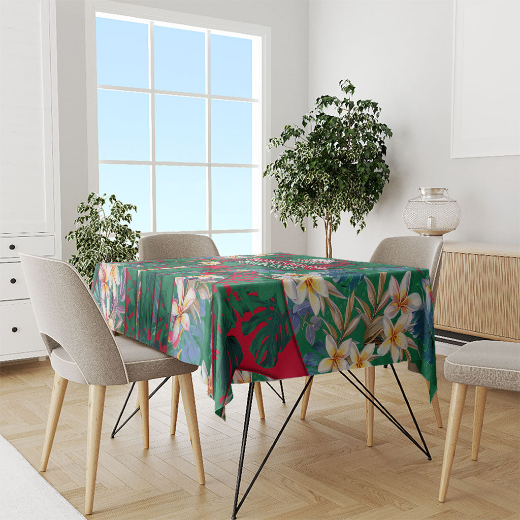 South Sydney Rabbitohs Tablecloth Tropical Hibiscus Floral Pattern With Green And Red Accents