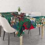South Sydney Rabbitohs Tablecloth Tropical Hibiscus Floral Pattern With Green And Red Accents