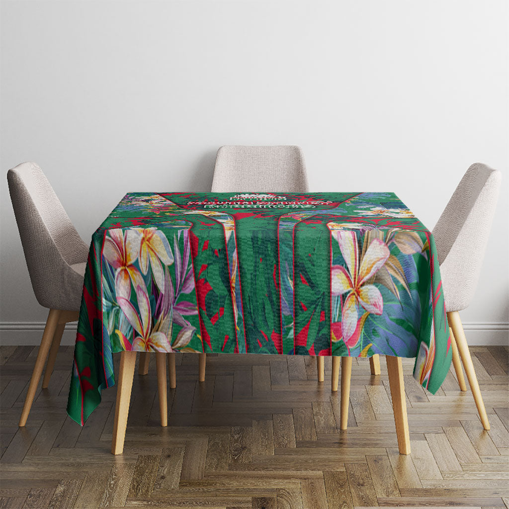 South Sydney Rabbitohs Tablecloth Tropical Hibiscus Floral Pattern With Green And Red Accents