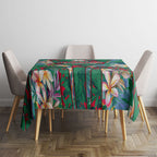 South Sydney Rabbitohs Tablecloth Tropical Hibiscus Floral Pattern With Green And Red Accents