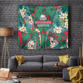 South Sydney Rabbitohs Tapestry Tropical Hibiscus Floral Pattern With Green And Red Accents
