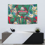 South Sydney Rabbitohs Tapestry Tropical Hibiscus Floral Pattern With Green And Red Accents
