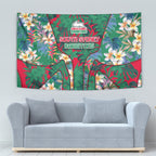 South Sydney Rabbitohs Tapestry Tropical Hibiscus Floral Pattern With Green And Red Accents