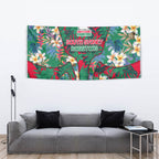 South Sydney Rabbitohs Tapestry Tropical Hibiscus Floral Pattern With Green And Red Accents