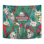 South Sydney Rabbitohs Tapestry Tropical Hibiscus Floral Pattern With Green And Red Accents