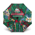 South Sydney Rabbitohs Umbrella Tropical Hibiscus Floral Pattern With Green And Red Accents