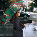South Sydney Rabbitohs Umbrella Tropical Hibiscus Floral Pattern With Green And Red Accents