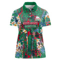 South Sydney Rabbitohs Women Polo Shirt Tropical Hibiscus Floral Pattern With Green And Red Accents