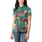 South Sydney Rabbitohs Women Polo Shirt Tropical Hibiscus Floral Pattern With Green And Red Accents