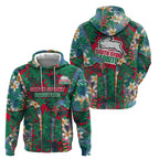 South Sydney Rabbitohs Zip Hoodie Tropical Hibiscus Floral Pattern With Green And Red Accents