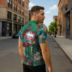 South Sydney Rabbitohs Zipper Polo Shirt Tropical Hibiscus Floral Pattern With Green And Red Accents