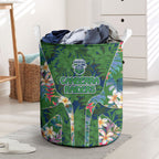 Canberra Raiders Laundry Basket Tropical Hibiscus Floral Pattern With Green And Navy Accents