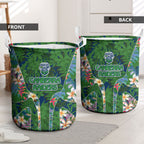 Canberra Raiders Laundry Basket Tropical Hibiscus Floral Pattern With Green And Navy Accents