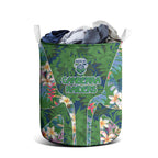 Canberra Raiders Laundry Basket Tropical Hibiscus Floral Pattern With Green And Navy Accents
