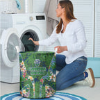 Canberra Raiders Laundry Basket Tropical Hibiscus Floral Pattern With Green And Navy Accents