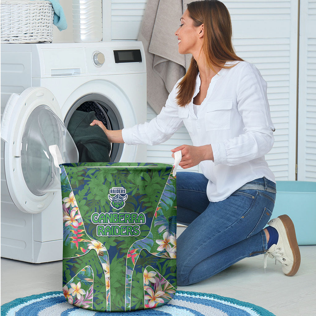 Canberra Raiders Laundry Basket Tropical Hibiscus Floral Pattern With Green And Navy Accents