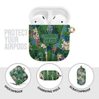 Canberra Raiders AirPods Case Tropical Hibiscus Floral Pattern With Green And Navy Accents