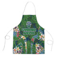 Canberra Raiders Apron Tropical Hibiscus Floral Pattern With Green And Navy Accents