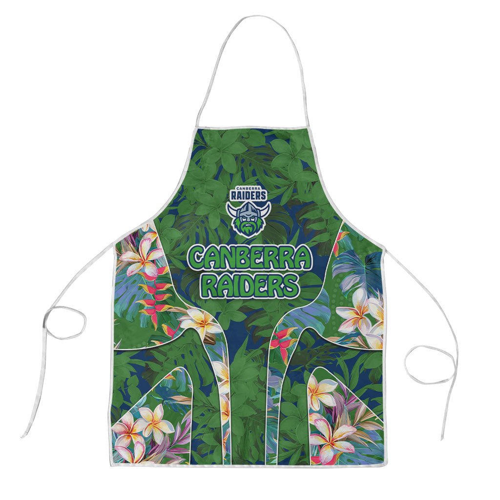 Canberra Raiders Apron Tropical Hibiscus Floral Pattern With Green And Navy Accents