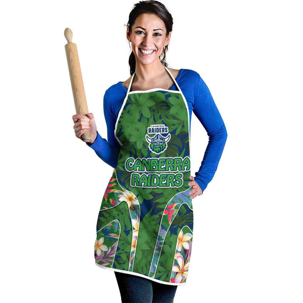 Canberra Raiders Apron Tropical Hibiscus Floral Pattern With Green And Navy Accents