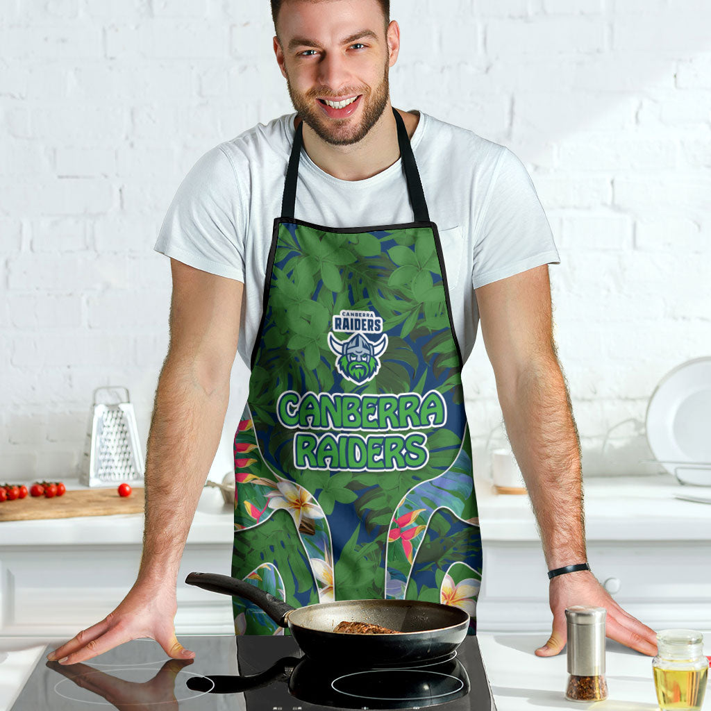 Canberra Raiders Apron Tropical Hibiscus Floral Pattern With Green And Navy Accents