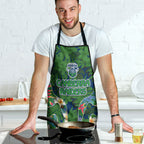Canberra Raiders Apron Tropical Hibiscus Floral Pattern With Green And Navy Accents