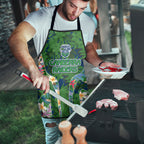 Canberra Raiders Apron Tropical Hibiscus Floral Pattern With Green And Navy Accents