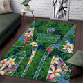 Canberra Raiders Area Rug Tropical Hibiscus Floral Pattern With Green And Navy Accents