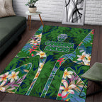 Canberra Raiders Area Rug Tropical Hibiscus Floral Pattern With Green And Navy Accents