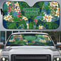 Canberra Raiders Auto Sun Shade Tropical Hibiscus Floral Pattern With Green And Navy Accents