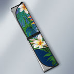 Canberra Raiders Auto Sun Shade Tropical Hibiscus Floral Pattern With Green And Navy Accents