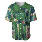 Canberra Raiders Baseball Jersey Tropical Hibiscus Floral Pattern With Green And Navy Accents