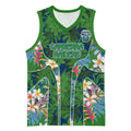 Canberra Raiders Basketball Jersey Tropical Hibiscus Floral Pattern With Green And Navy Accents