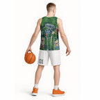 Canberra Raiders Basketball Jersey Tropical Hibiscus Floral Pattern With Green And Navy Accents