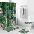 Canberra Raiders Bathroom Set Tropical Hibiscus Floral Pattern With Green And Navy Accents