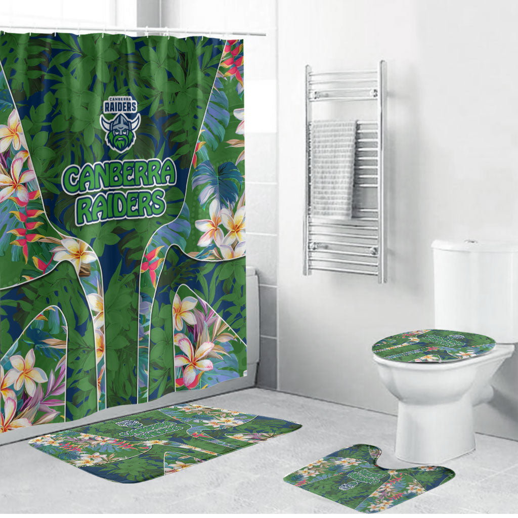 Canberra Raiders Bathroom Set Tropical Hibiscus Floral Pattern With Green And Navy Accents