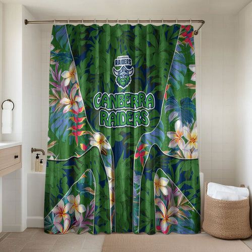 Canberra Raiders Bathroom Set Tropical Hibiscus Floral Pattern With Green And Navy Accents