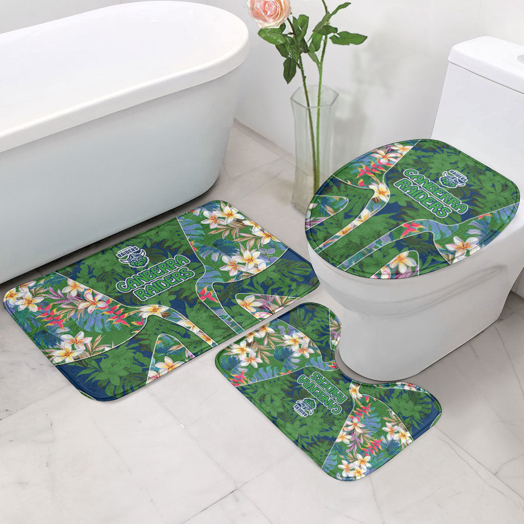 Canberra Raiders Bathroom Set Tropical Hibiscus Floral Pattern With Green And Navy Accents