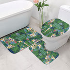 Canberra Raiders Bathroom Set Tropical Hibiscus Floral Pattern With Green And Navy Accents