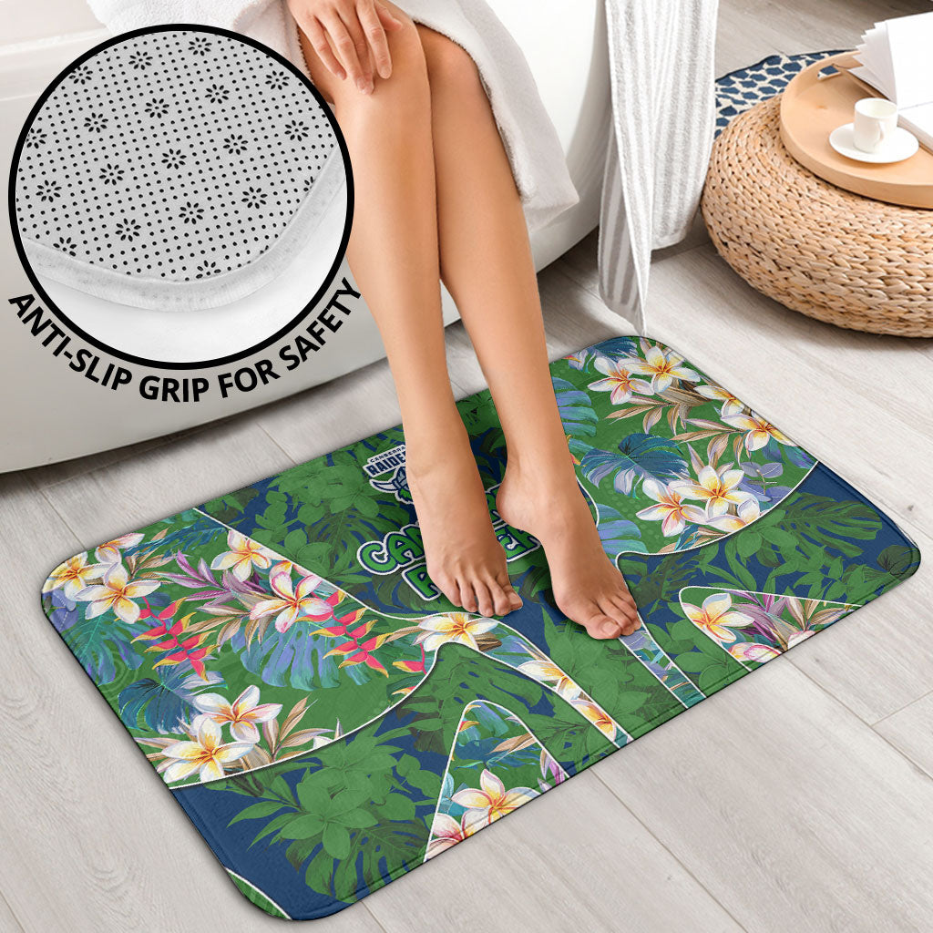 Canberra Raiders Bathroom Set Tropical Hibiscus Floral Pattern With Green And Navy Accents