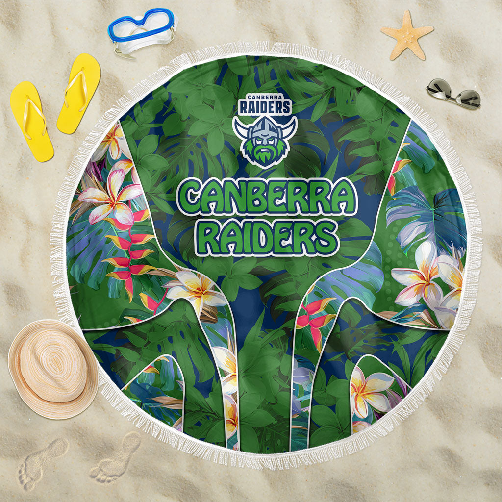 Canberra Raiders Beach Blanket Tropical Hibiscus Floral Pattern With Green And Navy Accents
