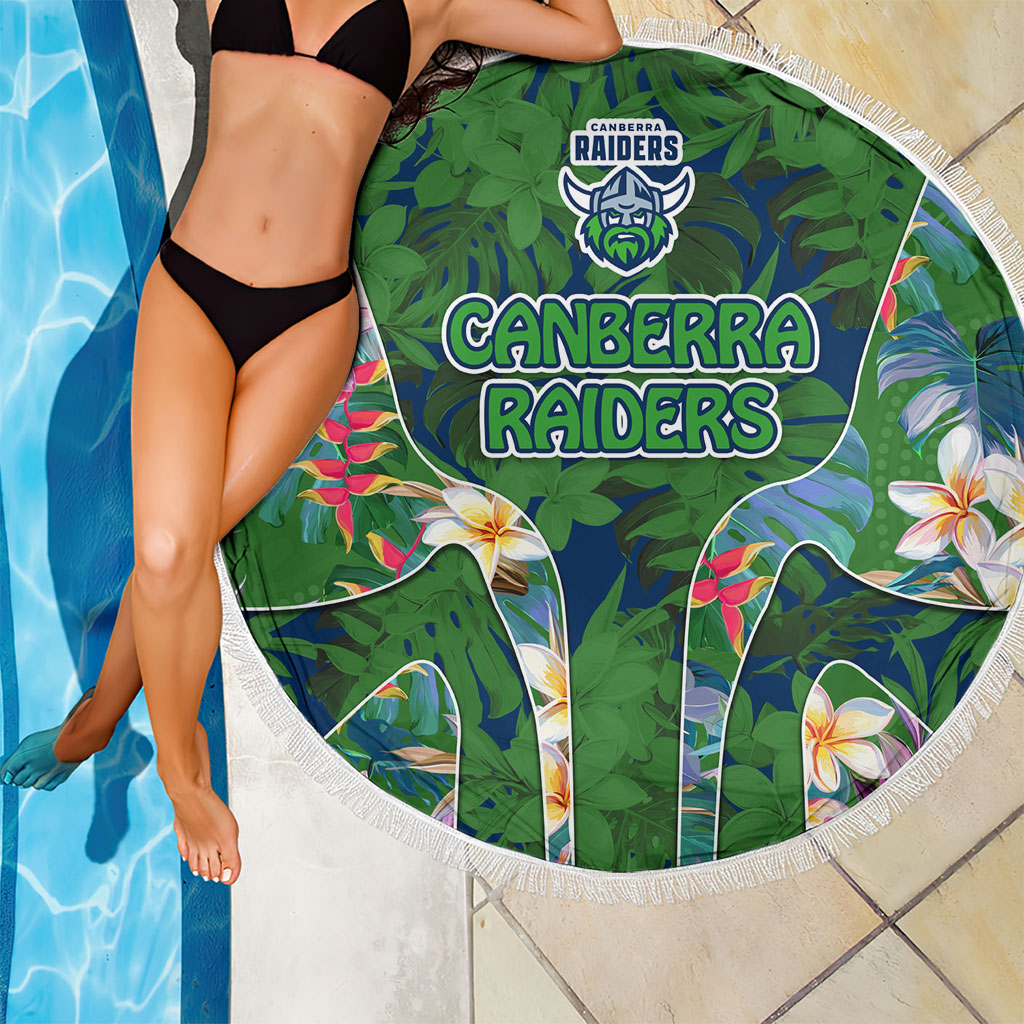 Canberra Raiders Beach Blanket Tropical Hibiscus Floral Pattern With Green And Navy Accents