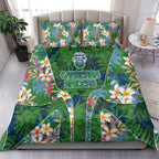 Canberra Raiders Bedding Set Tropical Hibiscus Floral Pattern With Green And Navy Accents