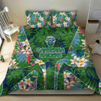 Canberra Raiders Bedding Set Tropical Hibiscus Floral Pattern With Green And Navy Accents