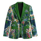 Canberra Raiders Blazer Tropical Hibiscus Floral Pattern With Green And Navy Accents