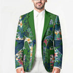 Canberra Raiders Blazer Tropical Hibiscus Floral Pattern With Green And Navy Accents