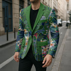 Canberra Raiders Blazer Tropical Hibiscus Floral Pattern With Green And Navy Accents