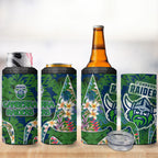 Canberra Raiders 4 in 1 Can Cooler Tumbler Tropical Hibiscus Floral Pattern With Green And Navy Accents