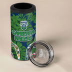 Canberra Raiders 4 in 1 Can Cooler Tumbler Tropical Hibiscus Floral Pattern With Green And Navy Accents